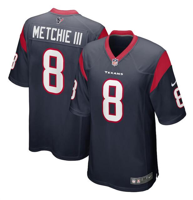 Men's Houston Texans #8 John Metchie III Navy Stitched Game Football Jersey